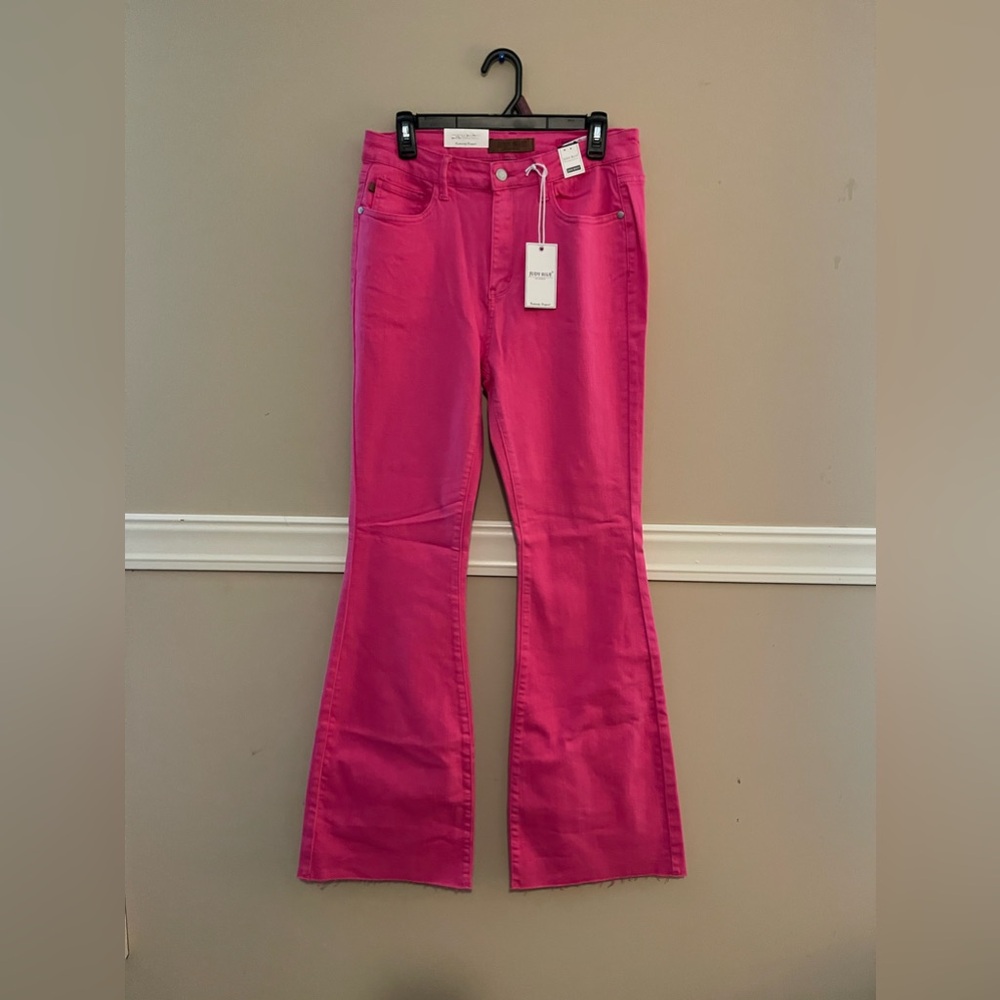 NWT Judy Blue High Rise Garment Dyed Cut Hem Flare Jeans Size 11/30